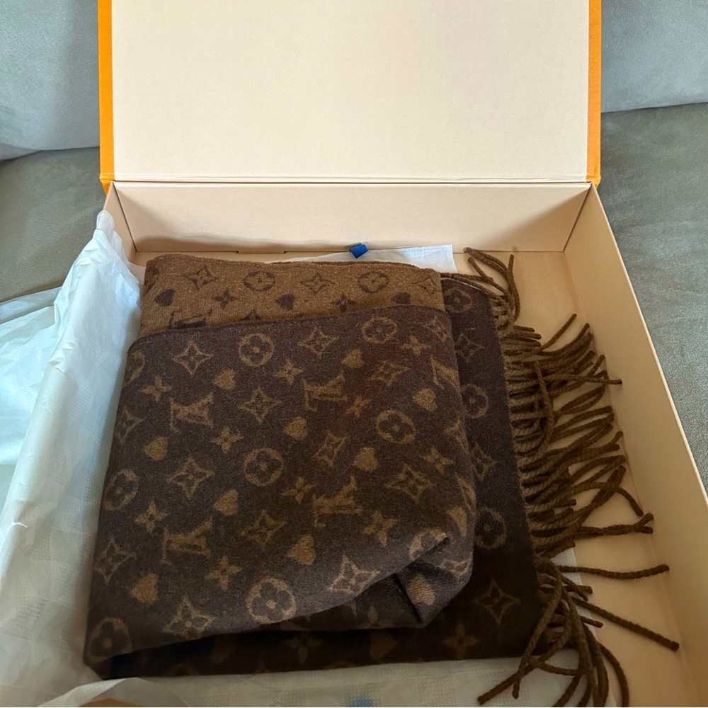 Louis Vuitton monogram cashmere scarf.